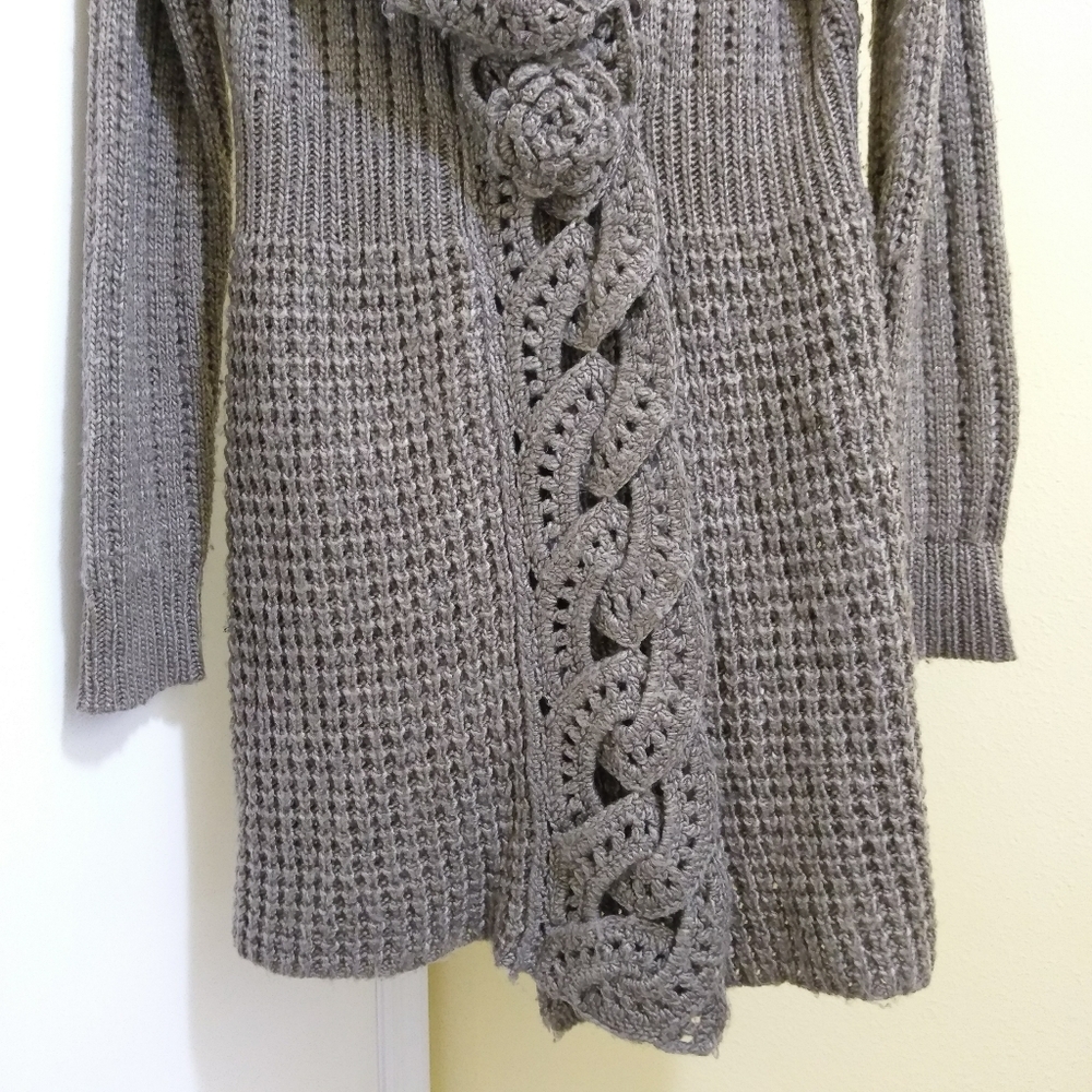 NorthStyle Grey/Taupe Cable Knit Cardigan - Picture 3 of 6